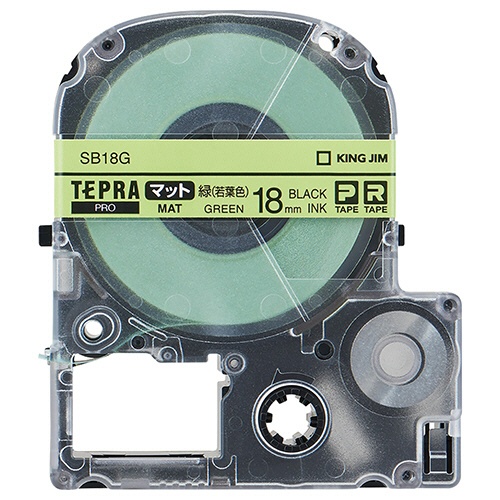 キングジム　テプラ　ＰＲＯ　テープカートリッジ　マットラベル　１８ｍｍ　緑（若葉色）／黒文字　ＳＢ１８Ｇ　１個1
