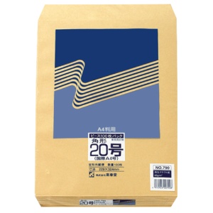 ピース　Ｒ４０再生紙クラフト封筒　角２０　８５ｇ／ｍ2　７９０　１パック（１００枚）1