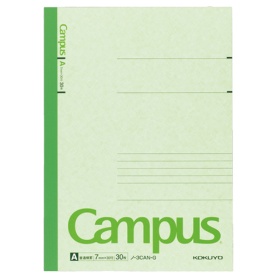 コクヨ　キャンパスノート（カラー表紙）　セミＢ５　Ａ罫　３０枚　緑　ノ－３ＣＡＮ－Ｇ　１冊