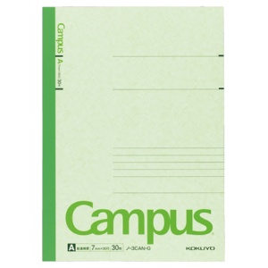 コクヨ　キャンパスノート（カラー表紙）　セミＢ５　Ａ罫　３０枚　緑　ノ－３ＣＡＮ－Ｇ　１冊1