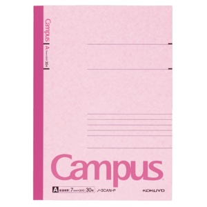 コクヨ　キャンパスノート（カラー表紙）　セミＢ５　Ａ罫　３０枚　ピンク　ノ－３ＣＡＮ－Ｐ　１冊1