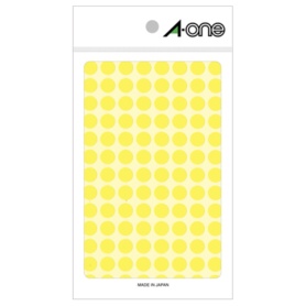 エーワン　カラーラベル　丸型　直径９ｍｍ　蛍光黄　０８１７３　１パック（４１６片：１０４片×４シート）