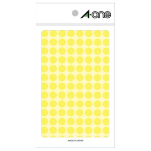 エーワン　カラーラベル　丸型　直径９ｍｍ　蛍光黄　０８１７３　１パック（４１６片：１０４片×４シート）1