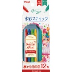 ぺんてる　Ｖｉｓｔａｇｅ　水彩スティック　スタンダードミックス１２色　ＧＳＳ１－１２ＳＴ　１パック