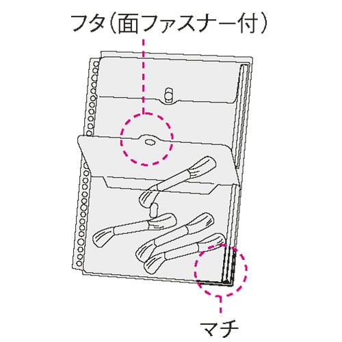 ライオン事務器　ポッケ　ｄｅ　整理　Ａ４タテ　２・４・３０穴　片面２ポケット　マチ・フタ付　ＮＰ－２Ｍ　１パック（２枚）2