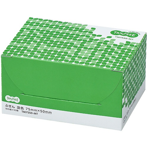 ＴＡＮＯＳＥＥ　ふせん　７５×５０ｍｍ　４色混色　１パック（１０冊）2