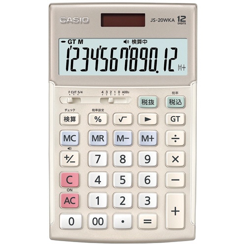 カシオ　本格実務電卓　１２桁　ジャストタイプ　ゴールド　ＪＳ－２０ＷＫＡ－ＧＤ－Ｎ　１台1