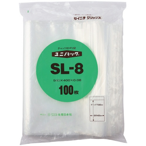 セイニチ　ユニパック　チャック付　ポリエチレン　ヨコ４００×タテ５６０×厚み０．０８ｍｍ　ＳＬ－８　１パック（１００枚）1