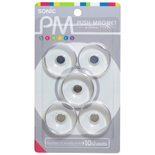 ソニック　ＰＭ　プッシュマグネット　直径３０×高さ６．５ｍｍ　透明　ＭＧ－７９３－Ｔ　１パック（５個）1