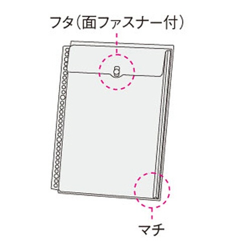 ライオン事務器　ポッケ　ｄｅ　整理　Ａ４タテ　２・４・３０穴　片面１ポケット　マチ・フタ付　ＮＰ－１Ｍ　１パック（２枚）2