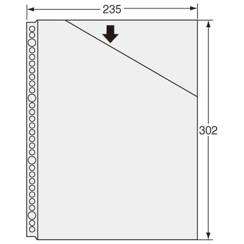 ライオン事務器　クリアーポケット（ナナメカット）　Ａ４タテ　２・４・３０穴　台紙なし　ＣＬ－３０３ＤＣ　１パック（１０枚）3