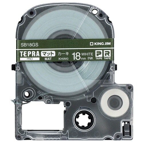 キングジム　テプラ　ＰＲＯ　テープカートリッジ　マットラベル　１８ｍｍ　カーキ／白文字　ＳＢ１８ＧＳ　１個1