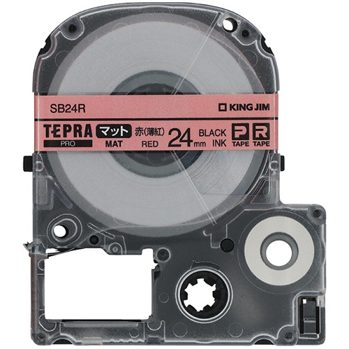 キングジム　テプラ　ＰＲＯ　テープカートリッジ　マットラベル　２４ｍｍ　赤（薄紅）／黒文字　ＳＢ２４Ｒ　１個1