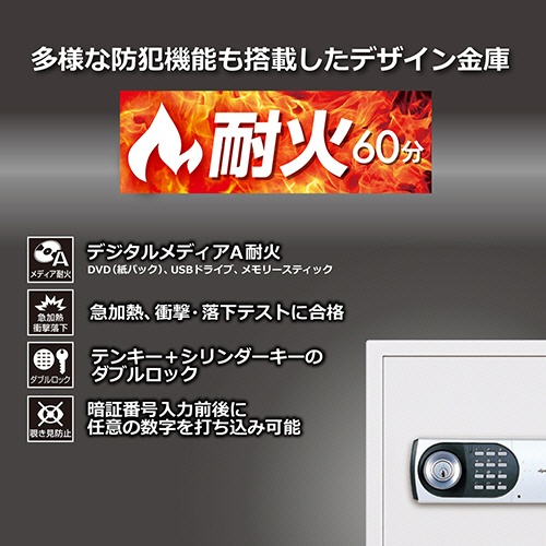 ディプロマット　ダブルドアセーフシリーズ耐火金庫　２４Ｌ　ホワイト　１２５ＥＫ７７ＤＲＵＧ　１台5