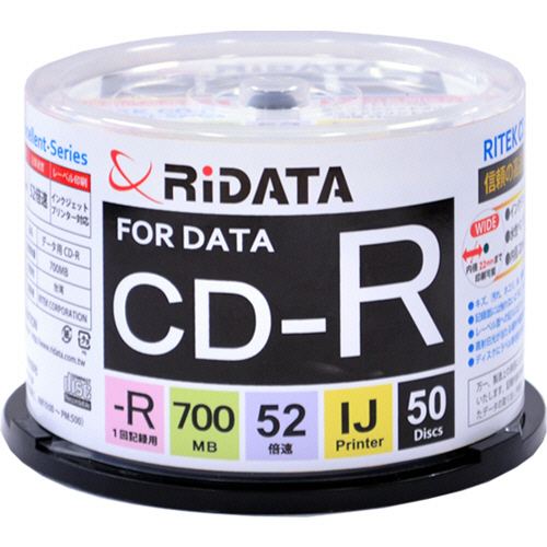 たのめーる】RiDATA データ用CD-R 700MB 1-52倍速 ホワイトワイド 
