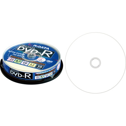 ＲｉＤＡＴＡ　データ用ＤＶＤ－Ｒ　４．７ＧＢ　１－１６倍速　ホワイトワイドプリンタブル　スピンドルケース　Ｄ－Ｒ１６Ｘ４７Ｇ.ＰＷ１０ＳＰ　Ｂ　１パック（１０枚）1