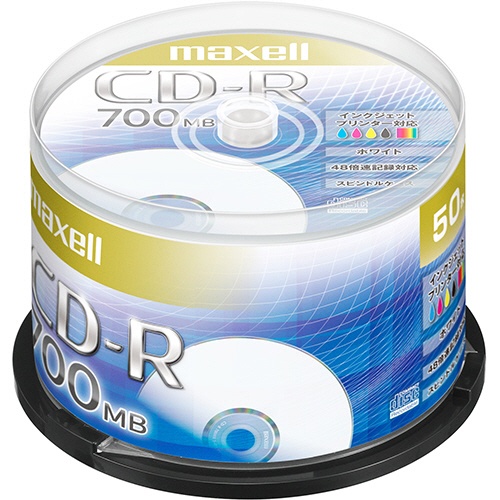 マクセル　データ用ＣＤ－Ｒ　７００ＭＢ　２－４８倍速　ホワイトプリンタブル　スピンドルケース　ＣＤＲ７００Ｓ．ＰＮＷ．５０ＳＰ　１パック（５０枚）1