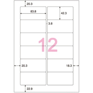 ヒサゴ　エコノミー再生紙ラベル　Ａ４　１２面　８３．８×４２．３ｍｍ　角丸　ＥＬＧ００７　１冊（１００シート）2