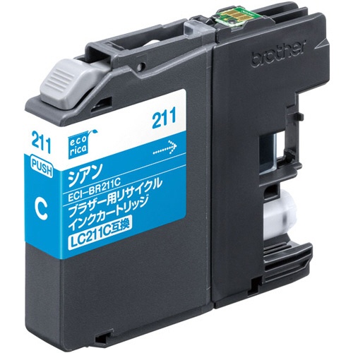 エコリカ　リサイクルインクカートリッジ　シアン（染料）　［ブラザー：ＬＣ２１１Ｃ互換］　ＥＣＩ－ＢＲ２１１Ｃ　１個1