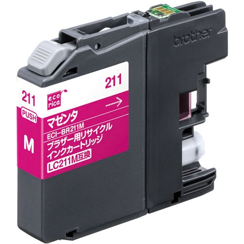 エコリカ　リサイクルインクカートリッジ　マゼンタ（染料）　［ブラザー：ＬＣ２１１Ｍ互換］　ＥＣＩ－ＢＲ２１１Ｍ　１個1