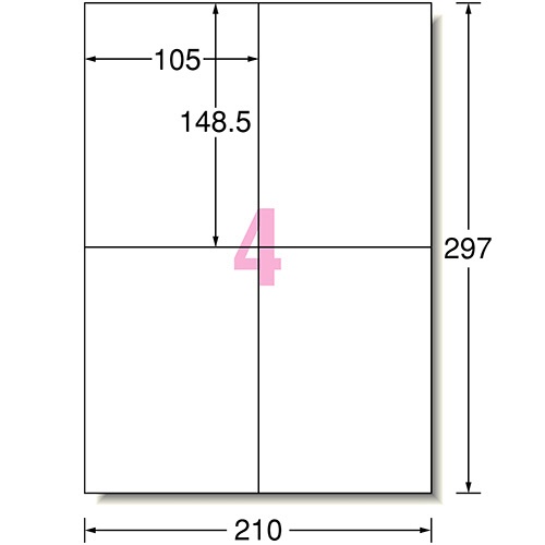 エーワン　ラベルシール［インクジェット］　マット紙・ホワイト　Ａ４　４面　１０５×１４８．５ｍｍ　６０２０４　１冊（２０シート）2