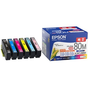 エプソン　インクカートリッジ　６色パック（黒のみ８０Ｌ）　ＩＣ６ＣＬ８０Ｍ　１箱（６個：各色１個）1