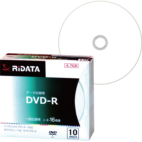 ＲｉＤＡＴＡ　データ用ＤＶＤ－Ｒ　４．７ＧＢ　１－１６倍速　ホワイトワイドプリンタブル　５ｍｍスリムケース　Ｄ－Ｒ１６Ｘ４７Ｇ．ＰＷ１０Ｐ　ＳＣ　Ｂ　１パック（１０枚）1