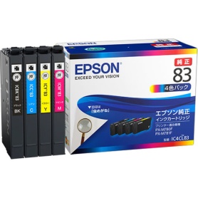 エプソン　インクカートリッジ　４色パック　ＩＣ４ＣＬ８３　１箱（４個：各色１個）