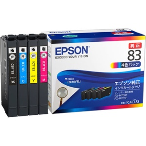 エプソン　インクカートリッジ　４色パック　ＩＣ４ＣＬ８３　１箱（４個：各色１個）1