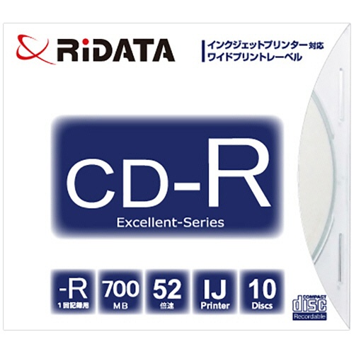 ＲｉＤＡＴＡ　データ用ＣＤ－Ｒ　７００ＭＢ　１－５２倍速　ホワイトワイドプリンタブル　５ｍｍスリムケース　ＣＤ－Ｒ７００ＥＸＷＰ．１０ＲＴ　ＳＣ　Ｎ　１パック（１０枚）1