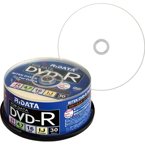 ＲｉＤＡＴＡ　データ用ＤＶＤ－Ｒ　４．７ＧＢ　１－１６倍速　ホワイトワイドプリンタブル　スピンドルケース　Ｄ－Ｒ１６Ｘ４７Ｇ．ＰＷ３０ＳＰ　Ｂ　１パック（３０枚）1