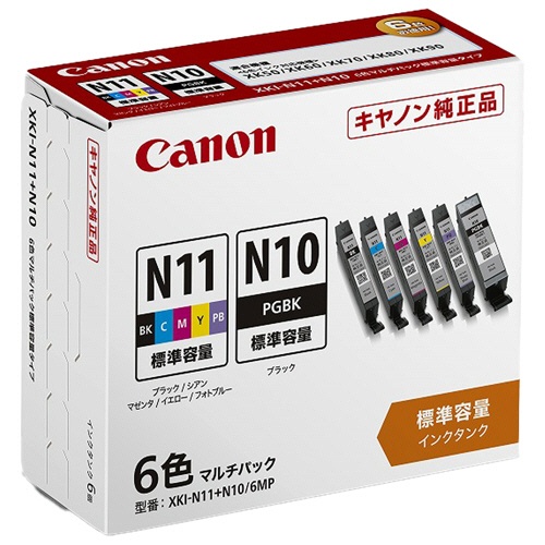 キヤノン　インクタンク　ＸＫＩ－Ｎ１１＋Ｎ１０／６ＭＰ　６色マルチパック　２１７２Ｃ００４　１箱（６個：各色１個）1