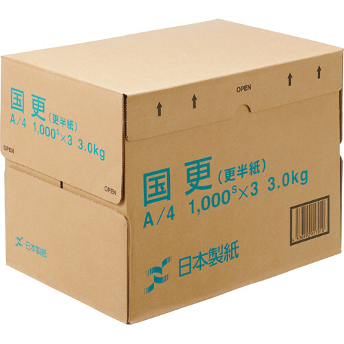 日本製紙 国更(更紙・わら半紙) A4T目 48.4 g/m2 KNZN-A4 1箱(3000 