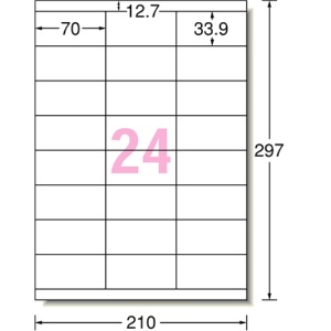 エーワン　スーパーエコノミーシリーズ　プリンタ用ラベル　Ａ４　２４面　７０×３３．９ｍｍ　上下余白付　Ｌ２４ＡＭ５００Ｎ　１箱（５００シート）2