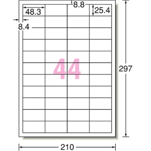 エーワン　スーパーエコノミーシリーズ　プリンタ用ラベル　Ａ４　４４面　４８．３×２５．４ｍｍ　四辺余白付　Ｌ４４ＡＭ５００Ｎ　１箱（５００シート）2
