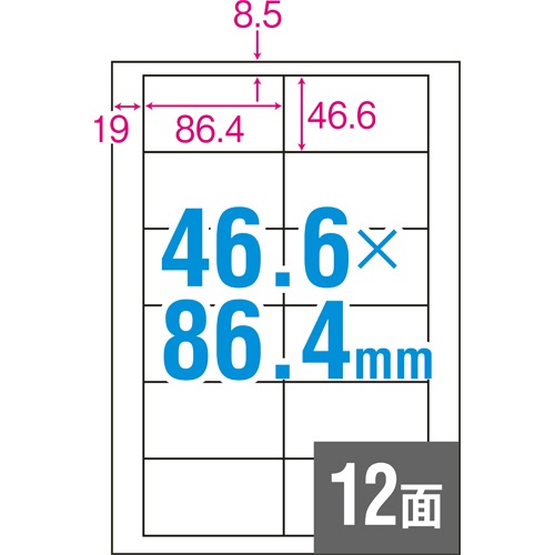 ＴＡＮＯＳＥＥ　Ａ４タックシール　業務用パック　１２面　４６．６×８６．４ｍｍ　１箱（５００シート：１００シート×５冊）2