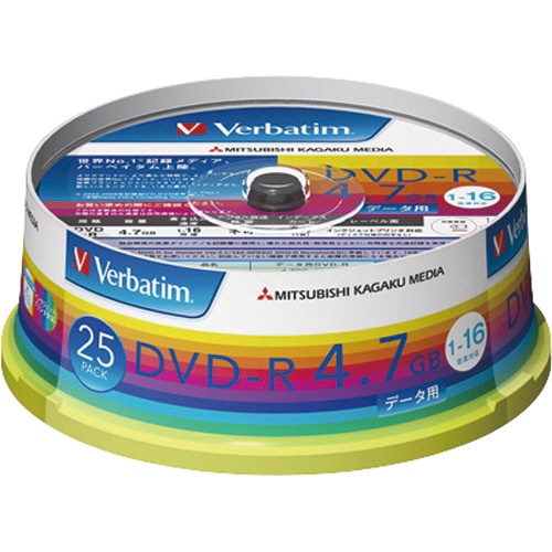 バーベイタム　データ用ＤＶＤ－Ｒ　４．７ＧＢ　１－１６倍速　ホワイトワイドプリンタブル　スピンドルケース　ＤＨＲ４７ＪＰ２５Ｖ１　１パック（２５枚）1
