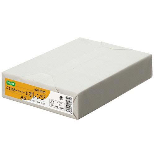 ＴＡＮＯＳＥＥ　αエコカラーペーパーII　Ａ５　オレンジ　１冊（５００枚）1