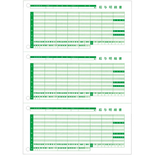 東京ビジネス　給与明細書III　（ページプリンタ用・穴有）　Ａ４タテ　三分割　ＴＢ－ＫＵＭＨ－Ｒ０３　１冊（１００枚）1