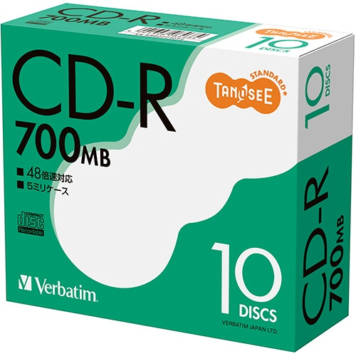 ＴＡＮＯＳＥＥ　バーベイタム　データ用ＣＤ－Ｒ　７００ＭＢ　４８倍速　ブランドシルバー　５ｍｍスリムケース　ＳＲ８０ＦＣ１０Ｔ２　１パック（１０枚）1