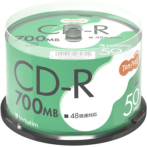 ＴＡＮＯＳＥＥ　バーベイタム　データ用ＣＤ－Ｒ　７００ＭＢ　４８倍速　ブランドシルバー　スピンドルケース　ＳＲ８０ＦＣ５０Ｔ２　１パック（５０枚）1