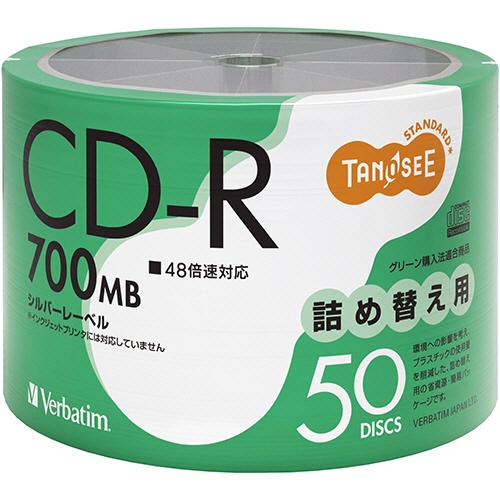ＴＡＮＯＳＥＥ　バーベイタム　データ用ＣＤ－Ｒ　７００ＭＢ　４８倍速　ブランドシルバー　詰替え用　ＳＲ８０ＦＣ５０ＴＴ２　１パック（５０枚）1