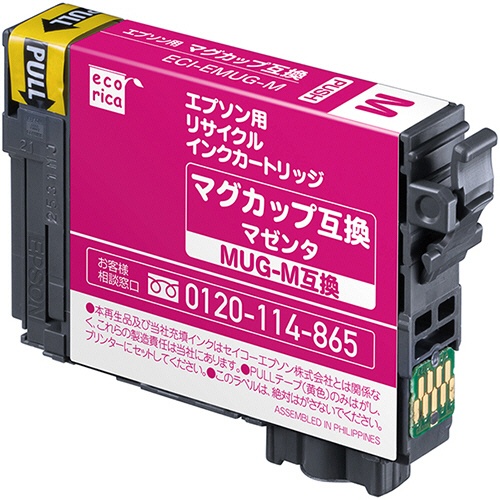 エコリカ　リサイクルインクカートリッジ　マゼンタ（染料）　［エプソン：ＭＵＧ－Ｍ／マグカップ互換］　ＥＣＩ－ＥＭＵＧ－Ｍ　１個1