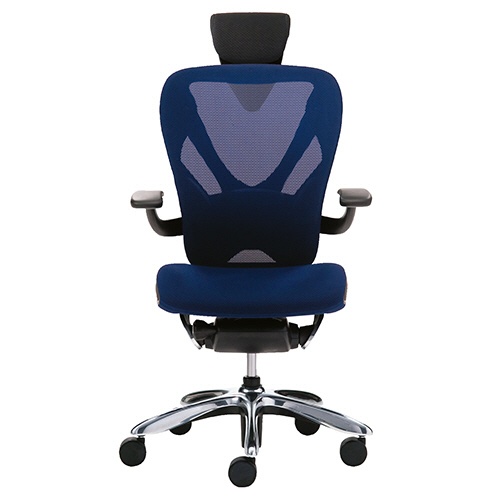 イナバ　Ｘａｉｒ（エクセア）チェア　ヘッドレスト付　肘付　フレーム：ポリッシュ　ヘッドレスト：Ｘグレー　背・座：インディゴブルー　ＳＳ１０２０　１脚1