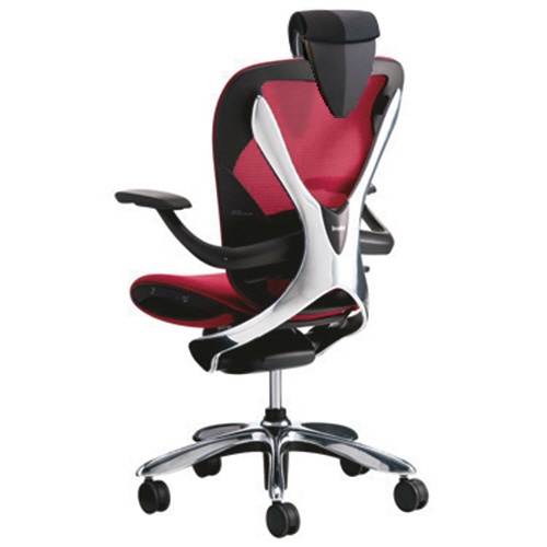 イナバ　Ｘａｉｒ（エクセア）チェア　ヘッドレスト付　肘付　フレーム：ポリッシュ　ヘッドレスト：Ｘグレー　背・座：ミラノレッド　ＳＳ１０２５　１脚2