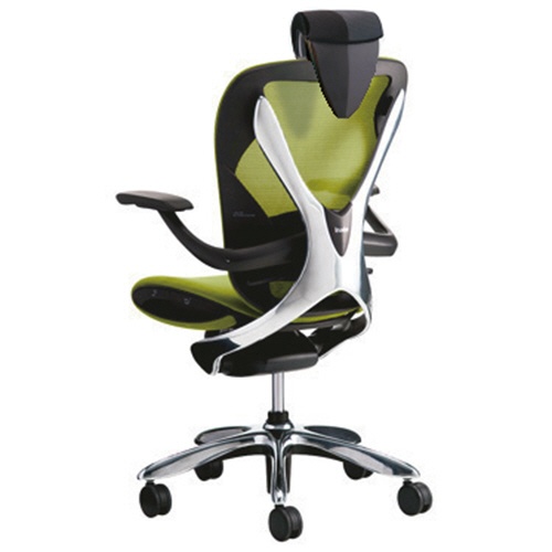 イナバ　Ｘａｉｒ（エクセア）チェア　ヘッドレスト付　肘付　フレーム：ポリッシュ　ヘッドレスト：Ｘグレー　背・座：オーガニックグリーン　ＳＳ１０２６　１脚2