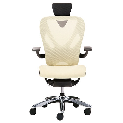イナバ　Ｘａｉｒ（エクセア）チェア　ヘッドレスト付　肘付　フレーム：ポリッシュ　ヘッドレスト：Ｘグレー　背・座：エッグシェル　ＳＳ１０２７　１脚1