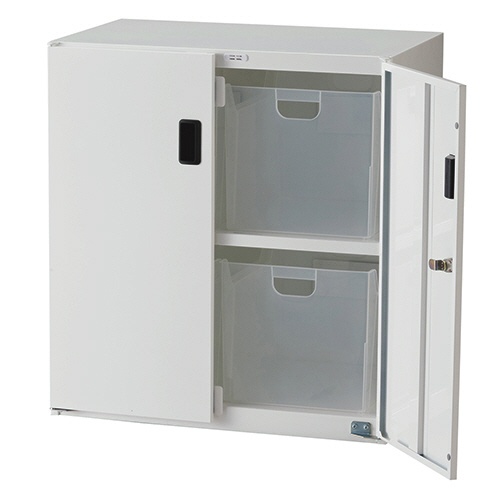 ナカバヤシ　ボックスインフロアケース　扉付　２段　幅５８５×３６０×６３８ｍｍ　大ボックス４個付　ＡＦ－Ｓ０５０４Ｗ　１台1