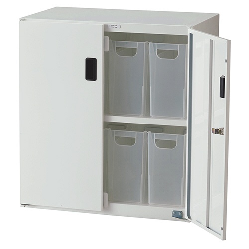 ナカバヤシ　ボックスインフロアケース　扉付　２段　幅５８５×３６０×６３８ｍｍ　小ボックス８個付　ＡＦ－Ｓ０４０８Ｗ　１台1