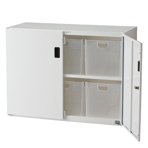 ナカバヤシ　ボックスインフロアケース　扉付　２段　幅８５５×３６０×６３８ｍｍ　大ボックス６個付　ＡＦ－Ｓ０５０６Ｗ　１台1
